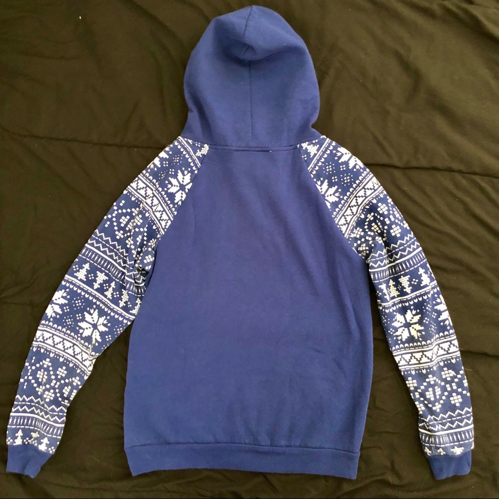 Navy blue reindeer holiday hoodie - Picture 2 of 6